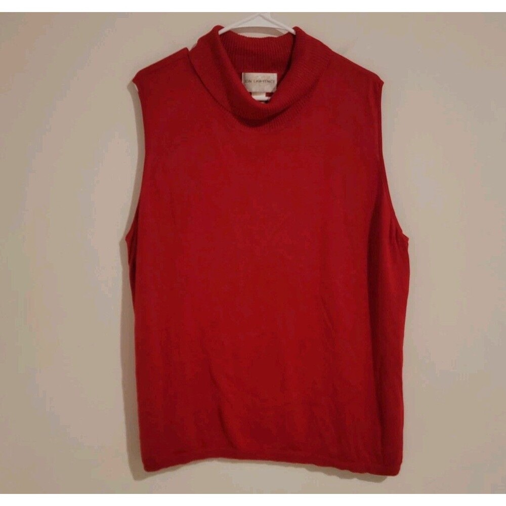 Jon Lawrence Womens Sleeveless Top Size 3X Silk Cowl‎ Red Business Casual